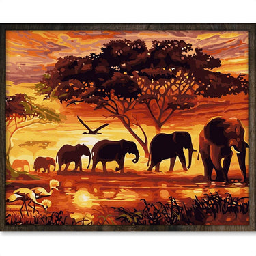Olifanten - Diamond Painting - 40x50cm - Rond